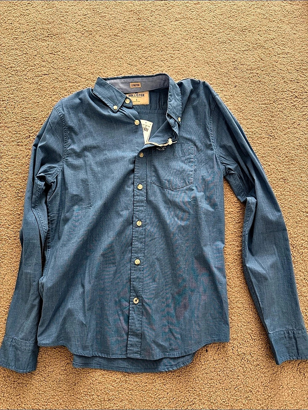 Hollister Men Small Blue Button Down Shirt Size Small